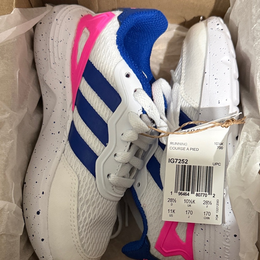 Adidas Kids' White, Blue, and Pink Sneakers - Picture 8 of 8